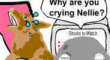 Red Dog Nellie and Blue Doberman Petie Cartoon Comic Strip
